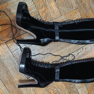 Versace Versus Black High Heel Knee Boots Size 37. *Heel Tips Need To Be Replace